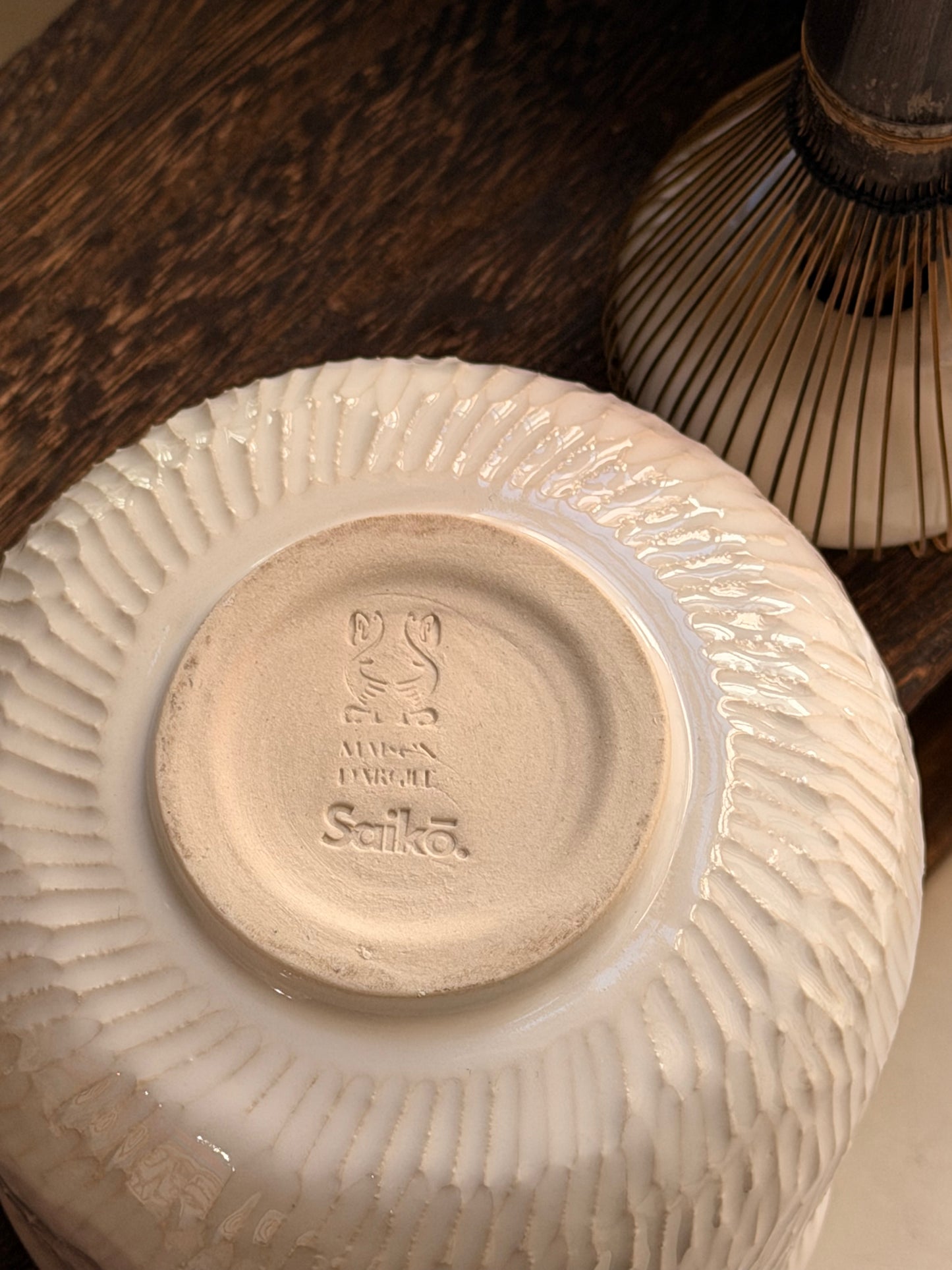 White Milky Heart Shaped Chawan Bowl