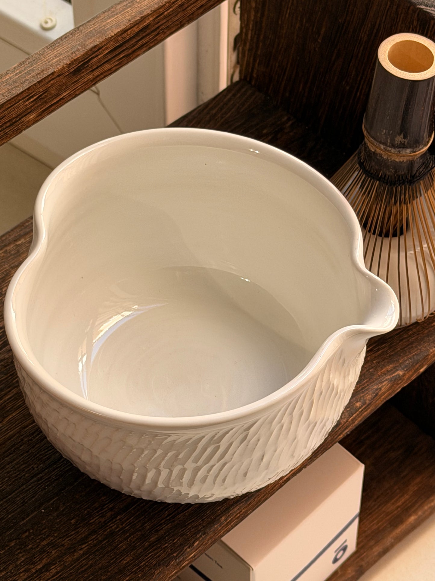 White Milky Heart Shaped Chawan Bowl