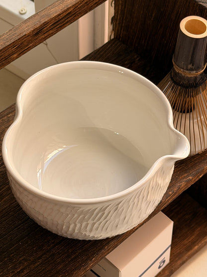 White Milky Heart Shaped Chawan Bowl